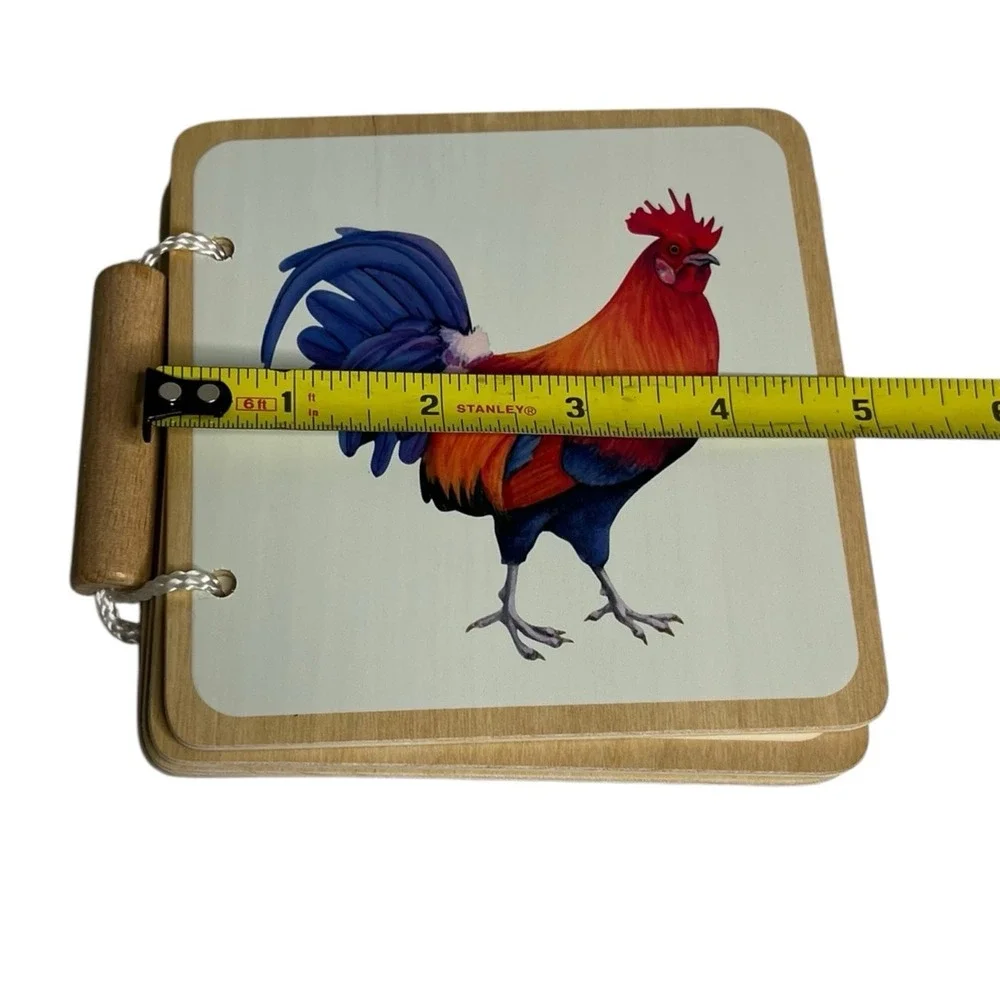 Lovevery Wooden Farm Animal Chicken Cow Horse Pig Wood Board Book Learn